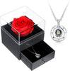 I Love You Necklace 100 Languages Projection Pendant Necklace with Red Rose Package Box round Crystal Pendant Loving Memory Collarbone Necklace with Rose Jewelry for Valentine'S Day